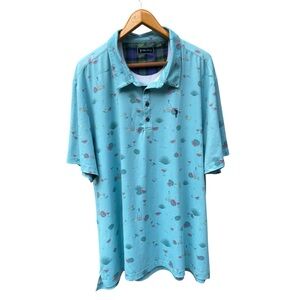 WILLIAM MURRAY XXXL Aqua Caliente print tequila/margaritas/watermelons golf polo